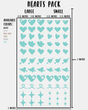 Hearts Pack - Nail Decal Sticker Sheet Decals Heart Star Sparkle Stars SMALL LARGE Single Sheet Handmade