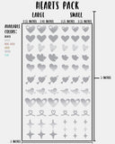 Hearts Pack - Nail Decal Sticker Sheet Decals Heart Star Sparkle Stars SMALL LARGE Single Sheet Handmade