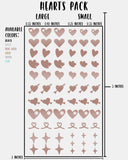 Hearts Pack - Nail Decal Sticker Sheet Decals Heart Star Sparkle Stars SMALL LARGE Single Sheet Handmade