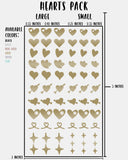 Hearts Pack - Nail Decal Sticker Sheet Decals Heart Star Sparkle Stars SMALL LARGE Single Sheet Handmade