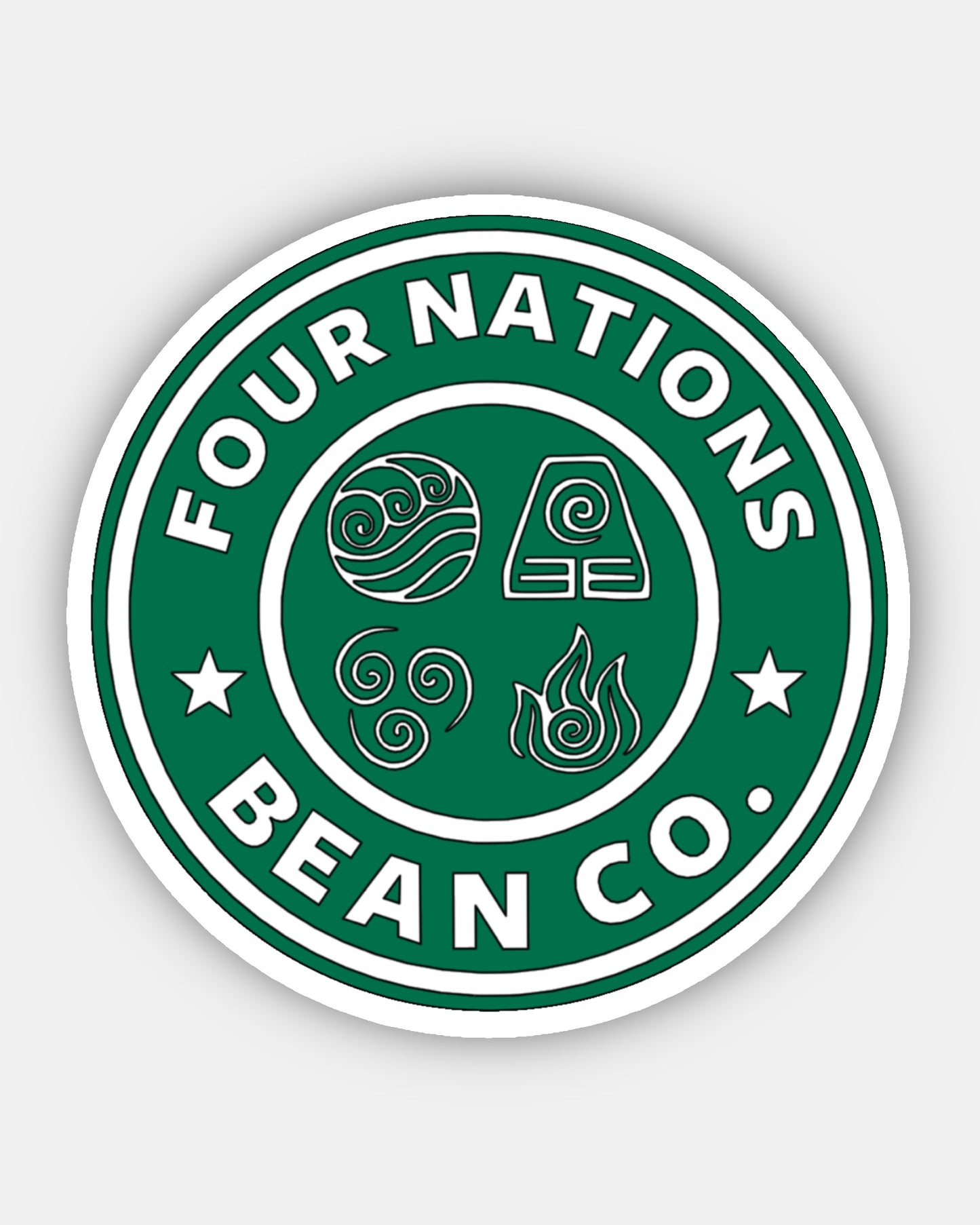 ATLA AVATAR APPA FOUR NATIONS - Bean Co. Small GLOSSY Sticker - Starbies Coffee Company ATLA Avatar the Last Airbender