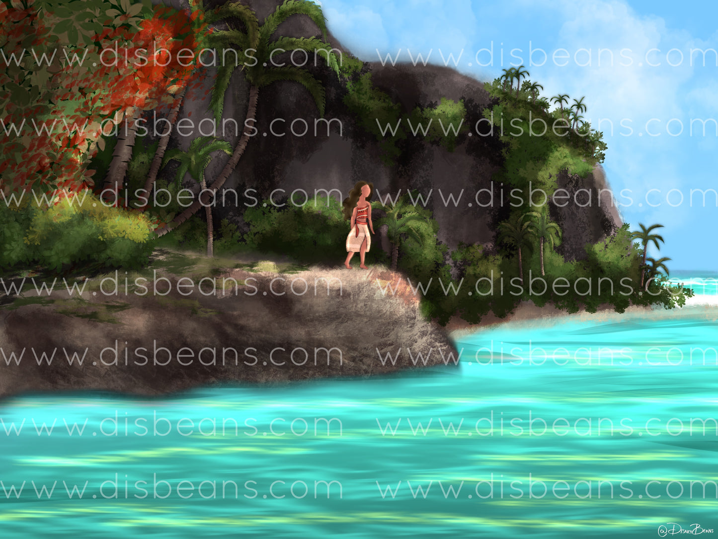 Princess Ocean Island Print - POSTER 11x14 - Magic Beach Landscape