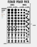 Flower Power Pack - Nail Decal Sticker Sheet Decals Leaves Leaf Floral SMALL LARGE Single Sheet Handmade