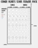 COMBO Hearts Stars Flowers Pack - Nail Decal Sticker Sheet Decals Floral Star Sparkle SMALL LARGE Single Sheet Handmade
