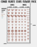 COMBO Hearts Stars Flowers Pack - Nail Decal Sticker Sheet Decals Floral Star Sparkle SMALL LARGE Single Sheet Handmade