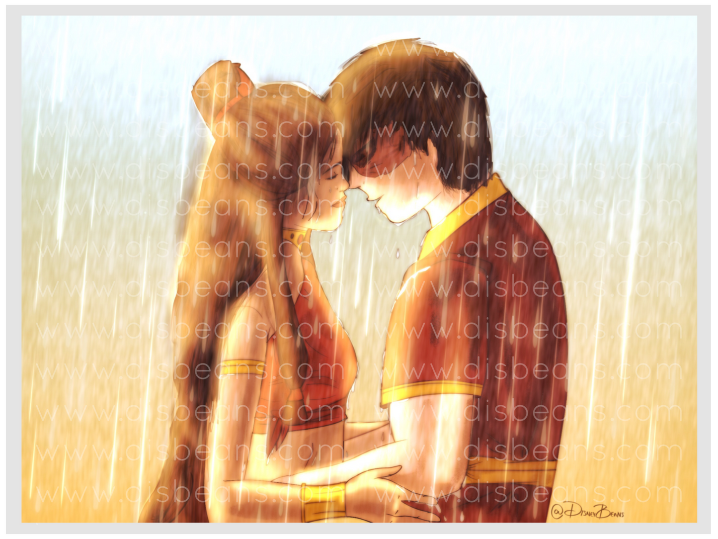 Zutara Sunlight Rain Choose Card-Size Print or Small Glossy Sticker Landscape Sunlit Zuko Katara ATLA Avatar the Last Airbender