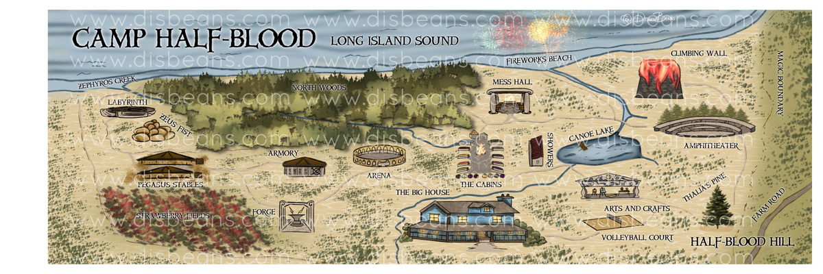 Map of Camp Half-Blood - Bookmark 2 W X 6 H inches BOOKMARK Percy Jack