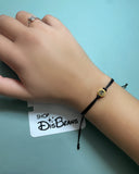 Pulsera de hilo de campamento mestizo - Pulsera de hilo de tirar AJUSTABLE en NEGRO con dije CHB de ORO personalizado