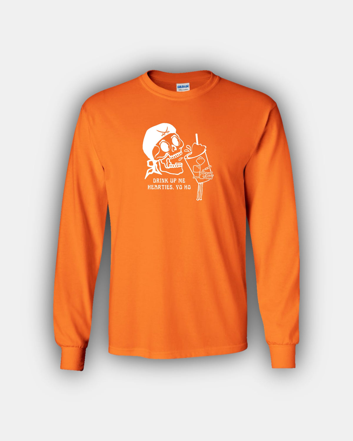 Spooky Pirate Iced Coffee Beans “Drink Up Me Hearties, Yo Ho” Classic Fit Long Sleeve T-Shirt
