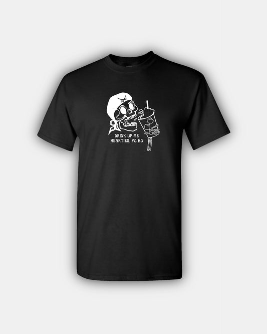 Spooky Pirate Iced Coffee Beans “Drink Up Me Hearties, Yo Ho” Classic Fit Short Sleeve T-Shirt