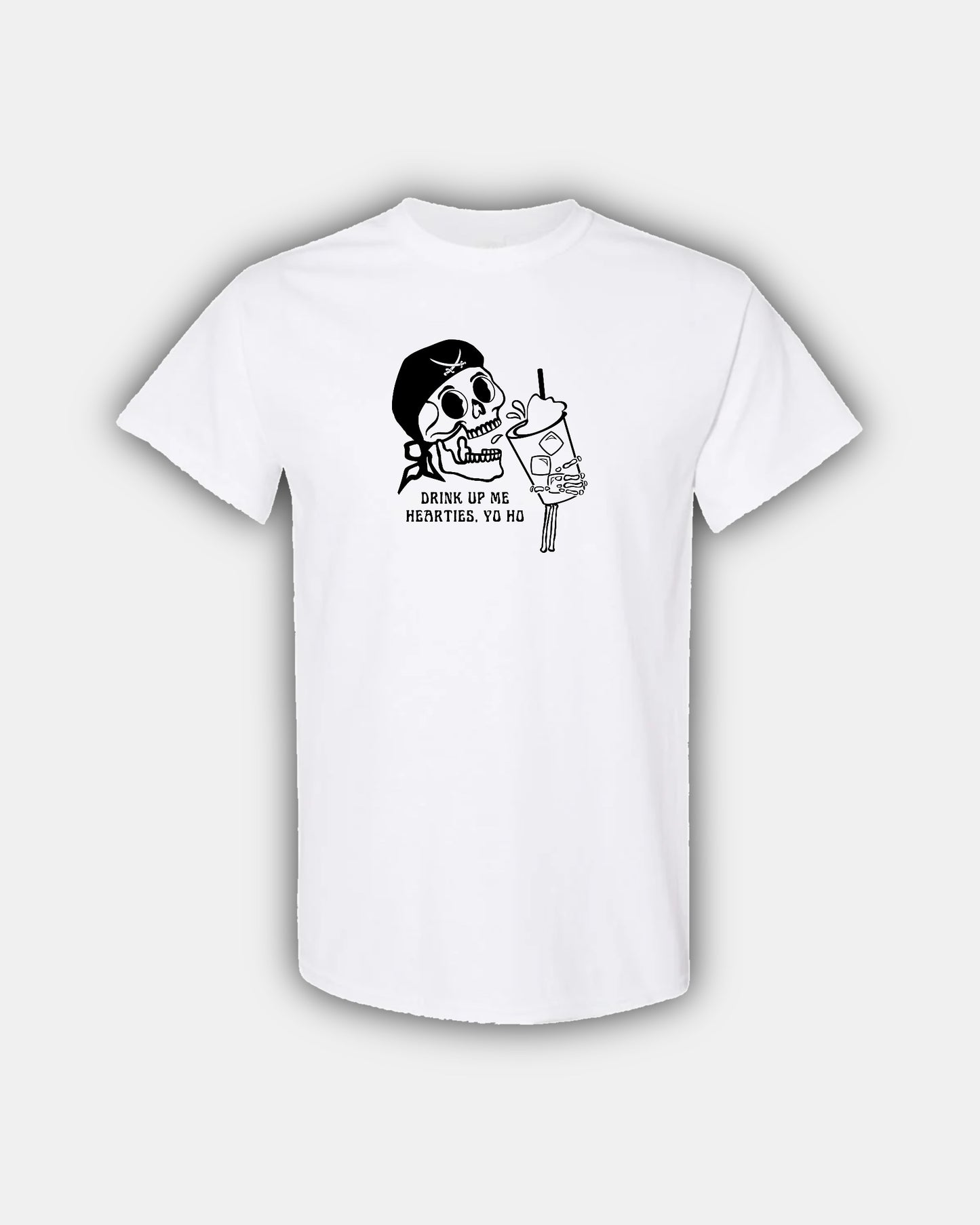 Spooky Pirate Iced Coffee Beans “Drink Up Me Hearties, Yo Ho” Classic Fit Short Sleeve T-Shirt