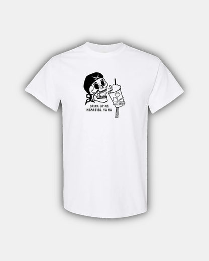 Spooky Pirate Iced Coffee Beans “Drink Up Me Hearties, Yo Ho” Classic Fit Short Sleeve T-Shirt