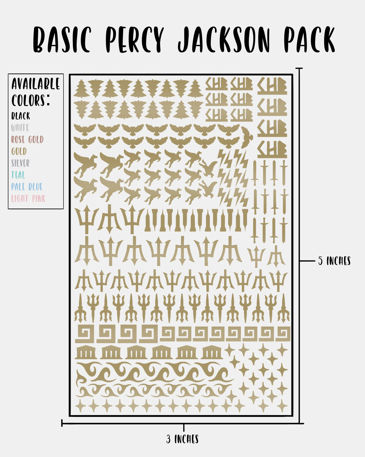 BASIC Percy Jackson Pack - Nail Decal Sticker Sheet Decals Simple PJO and the Olympians SMALL LARGE Single Sheet Handmade