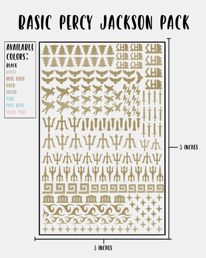 BASIC Percy Jackson Pack - Nail Decal Sticker Sheet Decals Simple PJO and the Olympians SMALL LARGE Single Sheet Handmade
