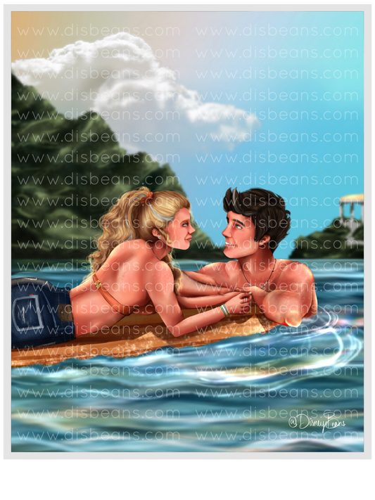Surfer Percabeth Choose Card-Size Print or Small Glossy Sticker Portrait Percy Jackson PJO and the Olympians