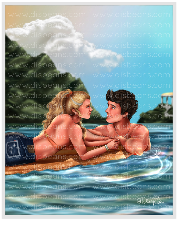 Surfer Percabeth Choose Card-Size Print or Small Glossy Sticker Portrait Percy Jackson PJO and the Olympians