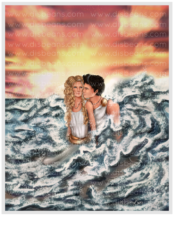 Percabeth Young Gods Romantics Choose Card-Size Print or Small Glossy Sticker Portrait Percy Jackson PJO and the Olympians