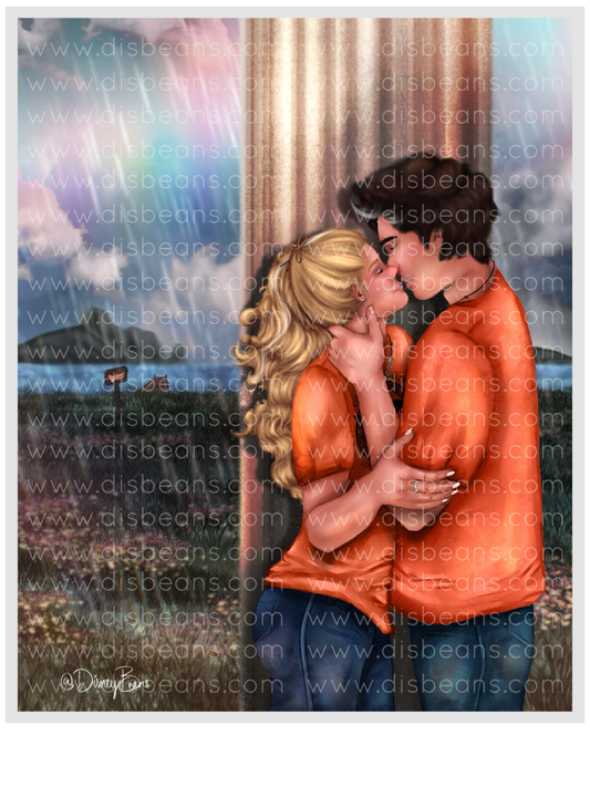 Percabeth Covered in the Rain Choose Card-Size Print or Small Glossy Sticker Portrait Percy Jackson PJO and the Olympians