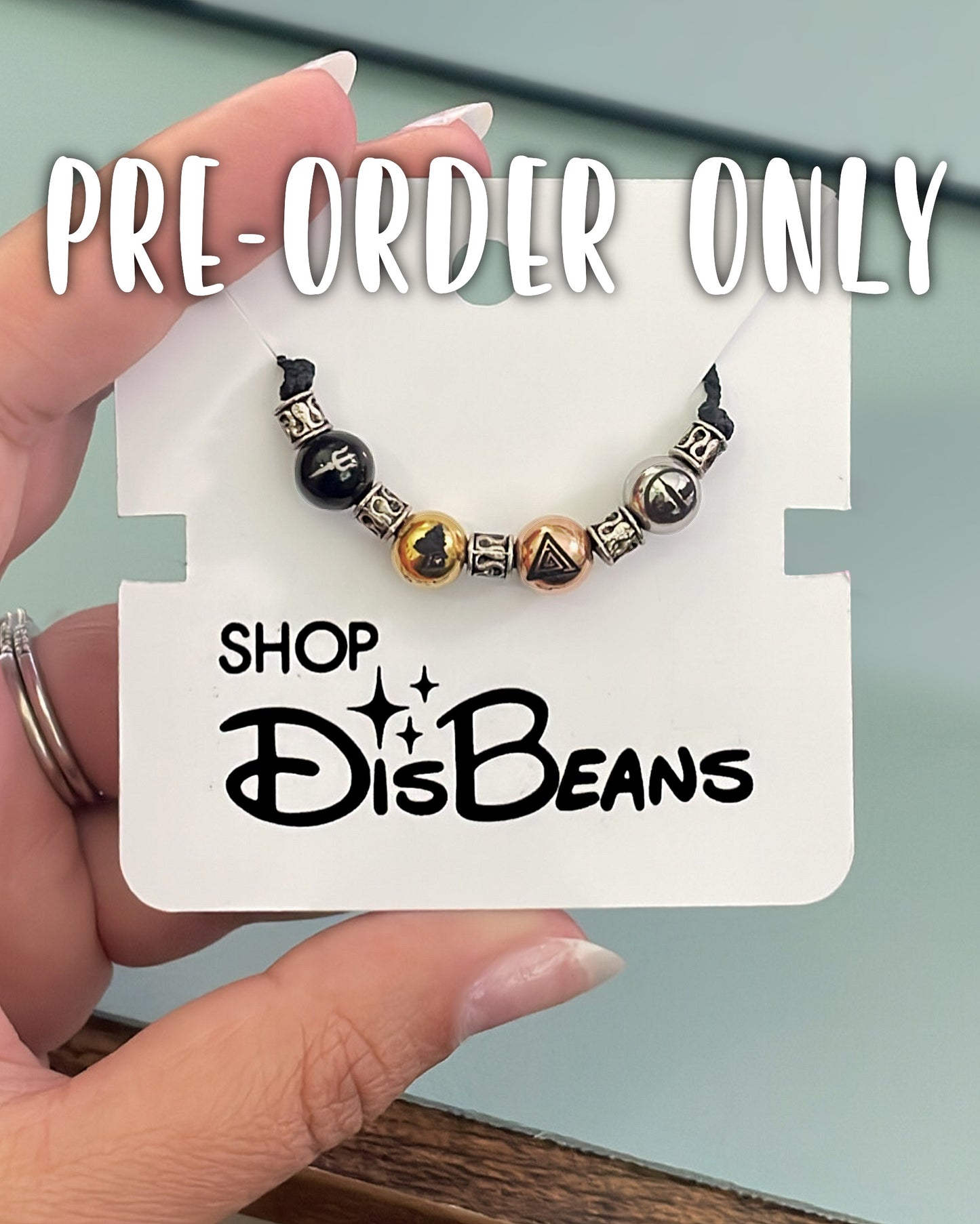 ***PRE-ORDER ONLY*** Camp Half-Blood - Percy's Corded Necklace - ADJUSTABLE Pull String Necklace in BLACK with Custom BLACK GOLD ROSE GOLD SILVER Charms Circle Beads Double-Sided Engraved Stainless Steel