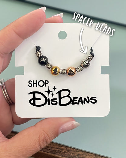 ***PRE-ORDER ONLY*** Camp Half-Blood - Percy's Corded Necklace - ADJUSTABLE Pull String Necklace in BLACK with Custom BLACK GOLD ROSE GOLD SILVER Charms Circle Beads Double-Sided Engraved Stainless Steel