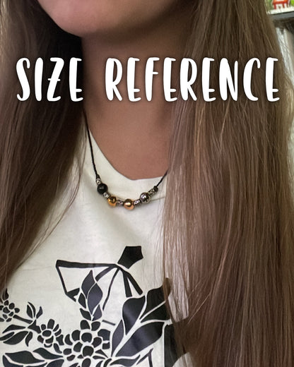 ***PRE-ORDER ONLY*** Camp Half-Blood - Percy's Corded Necklace - ADJUSTABLE Pull String Necklace in BLACK with Custom BLACK GOLD ROSE GOLD SILVER Charms Circle Beads Double-Sided Engraved Stainless Steel