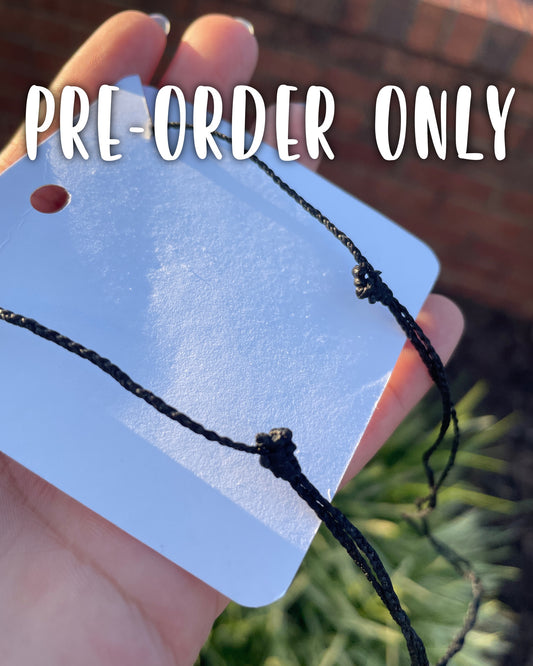 ***PRE-ORDER ONLY*** Camp Half-Blood - Percy's Corded Necklace - ADJUSTABLE Pull String Necklace in BLACK with Custom BLACK GOLD ROSE GOLD SILVER Charms Circle Beads Double-Sided Engraved Stainless Steel