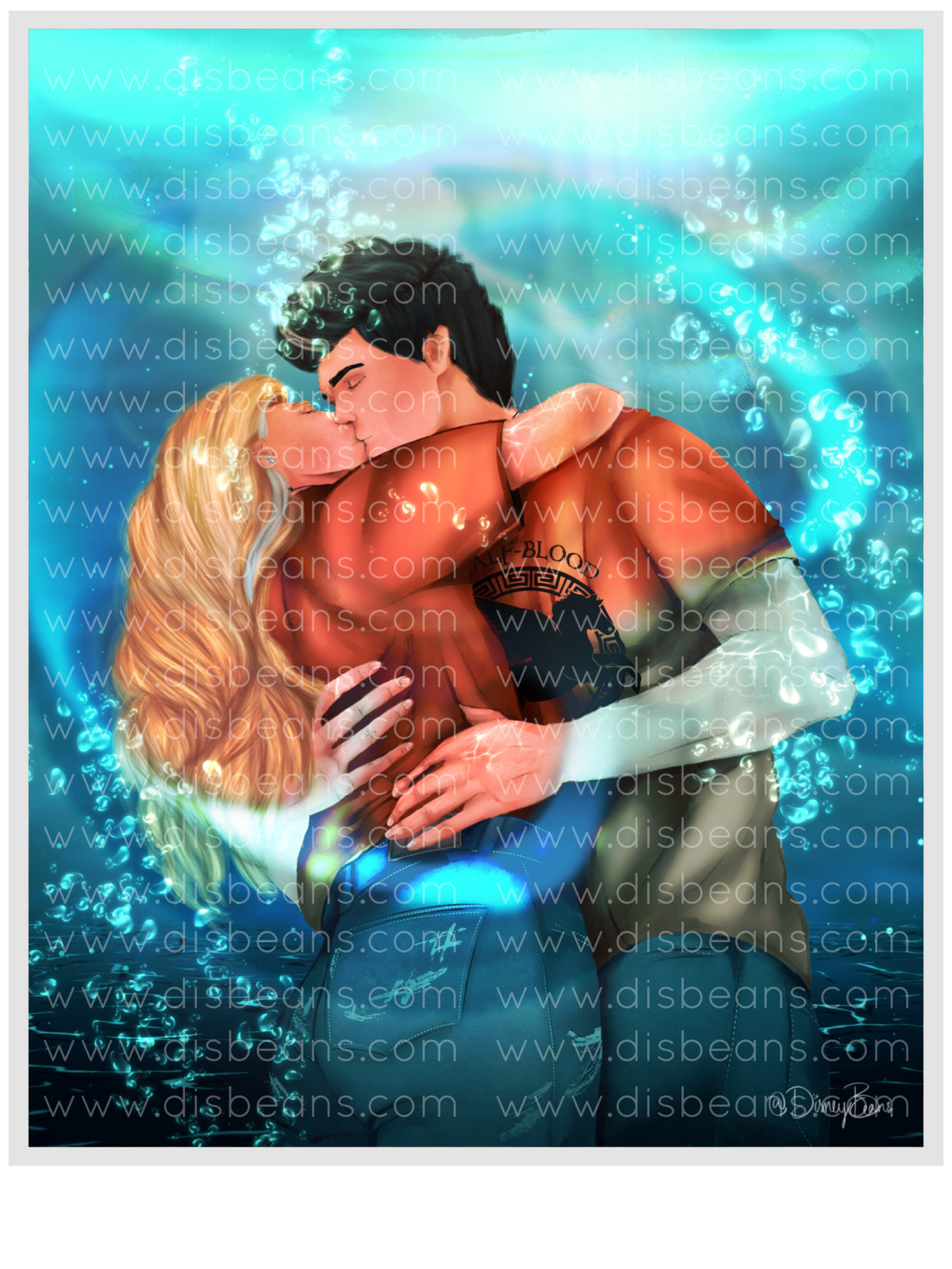 Percabeth’s Best Underwater Kiss 2.0 Choose Card-Size Print or Small Glossy Sticker Portrait Percy Jackson PJO and the Olympians