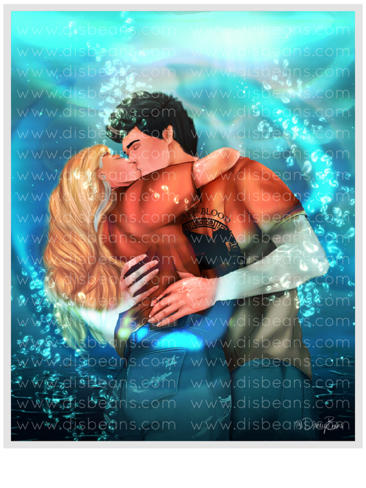 Percabeth’s Best Underwater Kiss 2.0 Choose Card-Size Print or Small Glossy Sticker Portrait Percy Jackson PJO and the Olympians