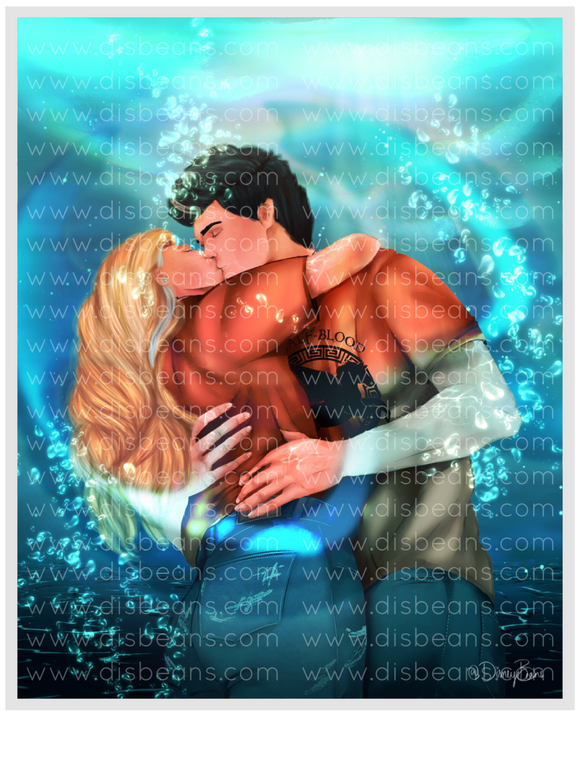 Percabeth’s Best Underwater Kiss 2.0 Choose Card-Size Print or Small Glossy Sticker Portrait Percy Jackson PJO and the Olympians