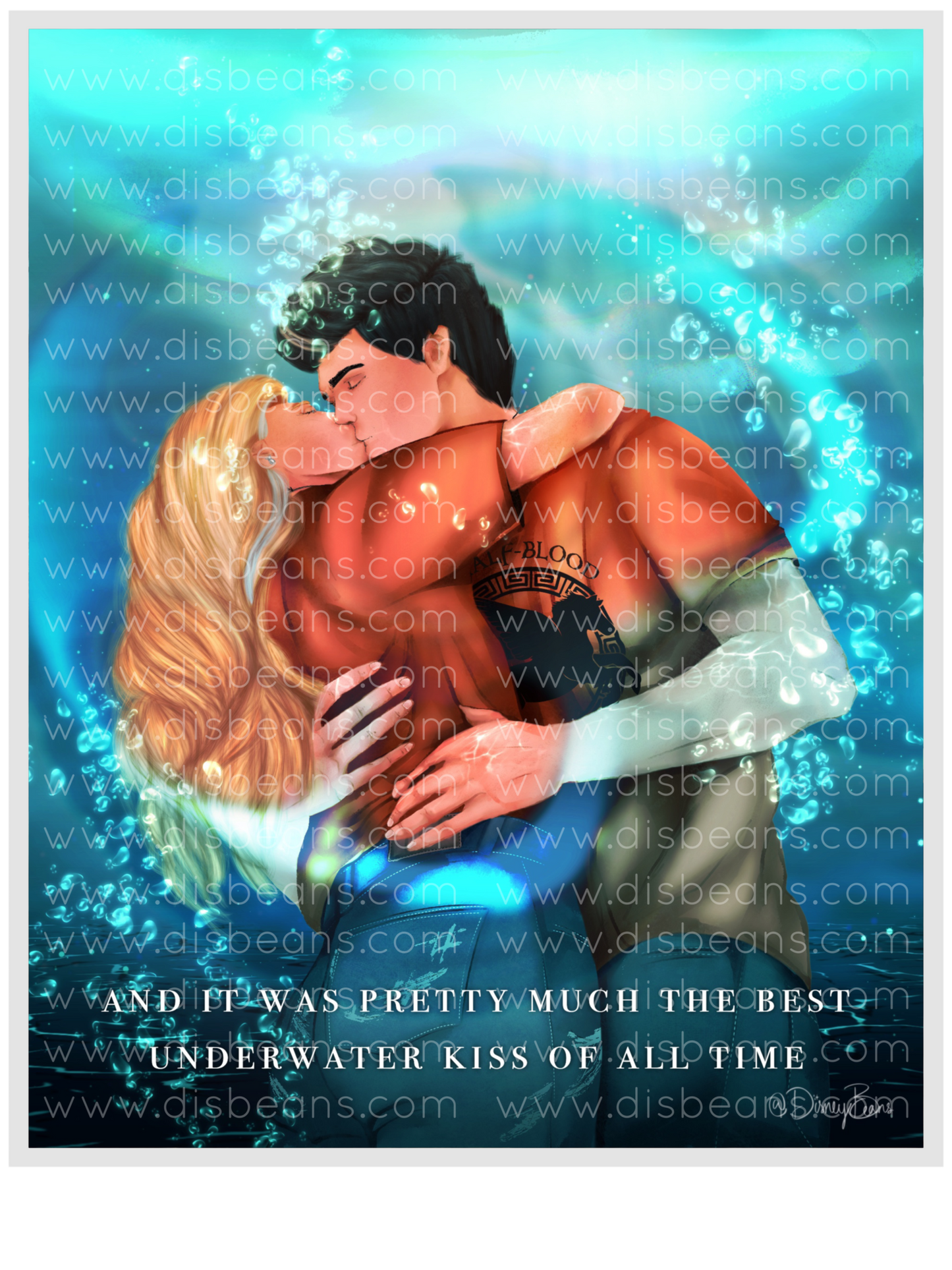 Percabeth’s Best Underwater Kiss 2.0 Choose Card-Size Print or Small Glossy Sticker Portrait Percy Jackson PJO and the Olympians