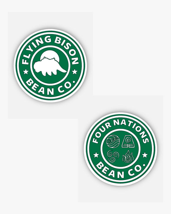 ATLA AVATAR APPA FOUR NATIONS - Bean Co. Small GLOSSY Sticker - Starbies Coffee Company ATLA Avatar the Last Airbender