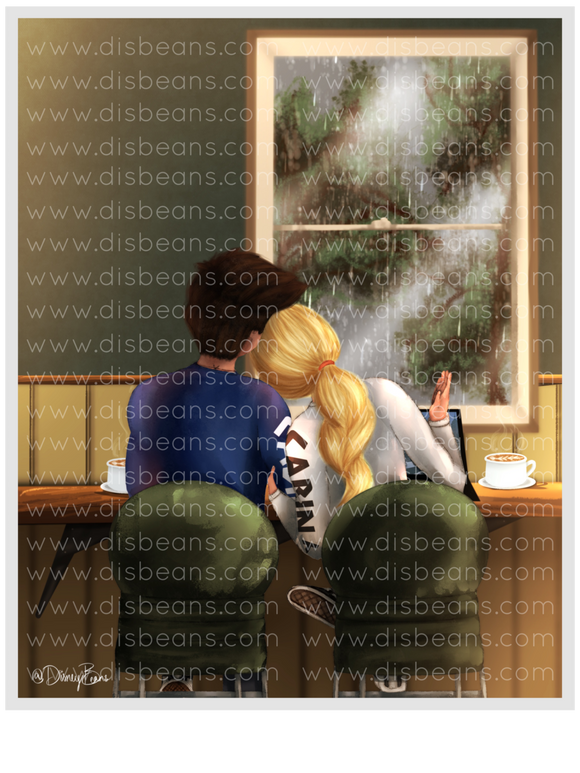 Percabeth Coffee Date Choose Card-Size Print or Small Glossy Sticker Portrait Percy Jackson PJO and the Olympians