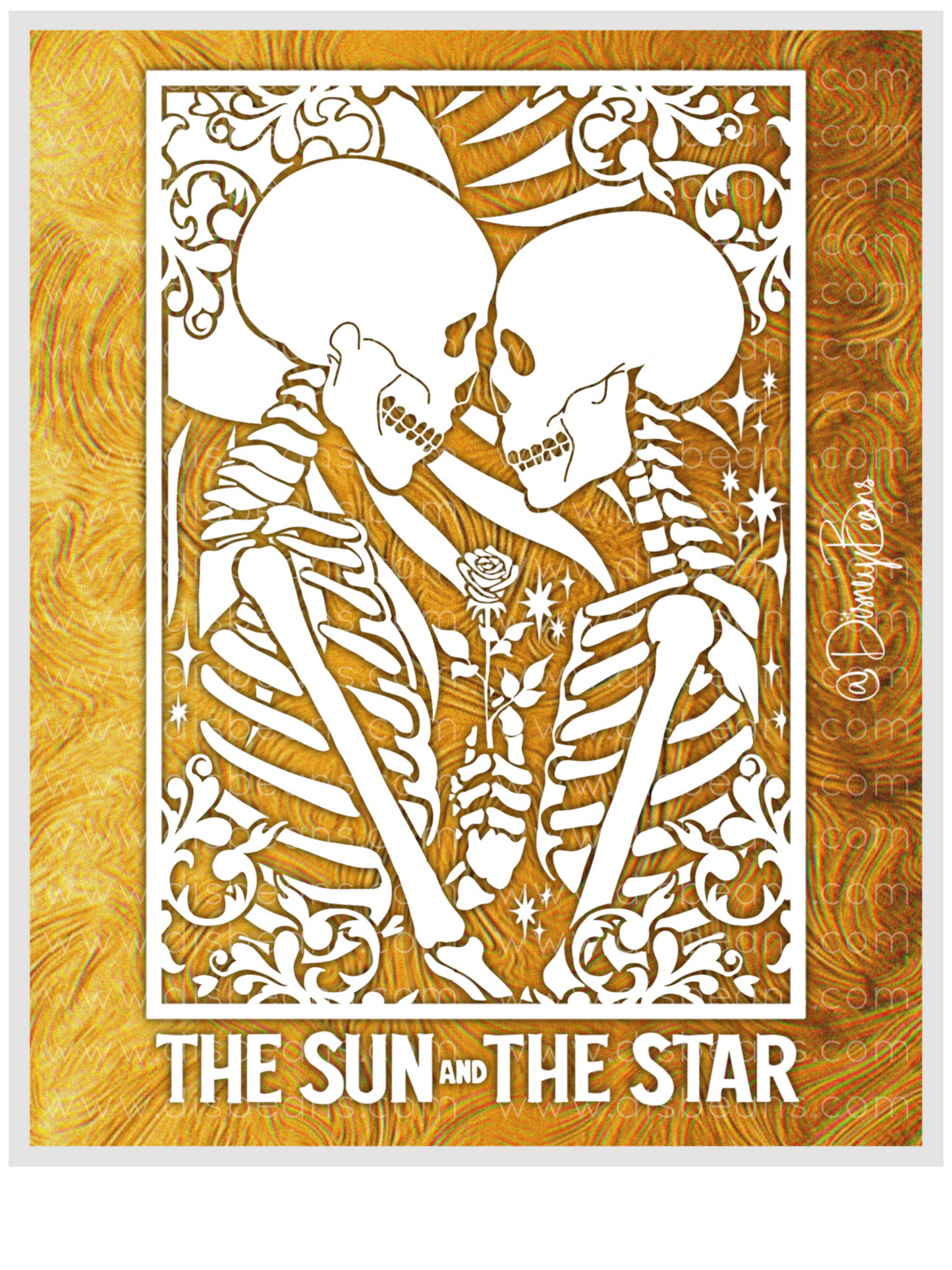 The Sun The Star Gold Pattern Choose Card-Size Print or Small Glossy Sticker Portrait Percy Jackson PJO and the Olympians