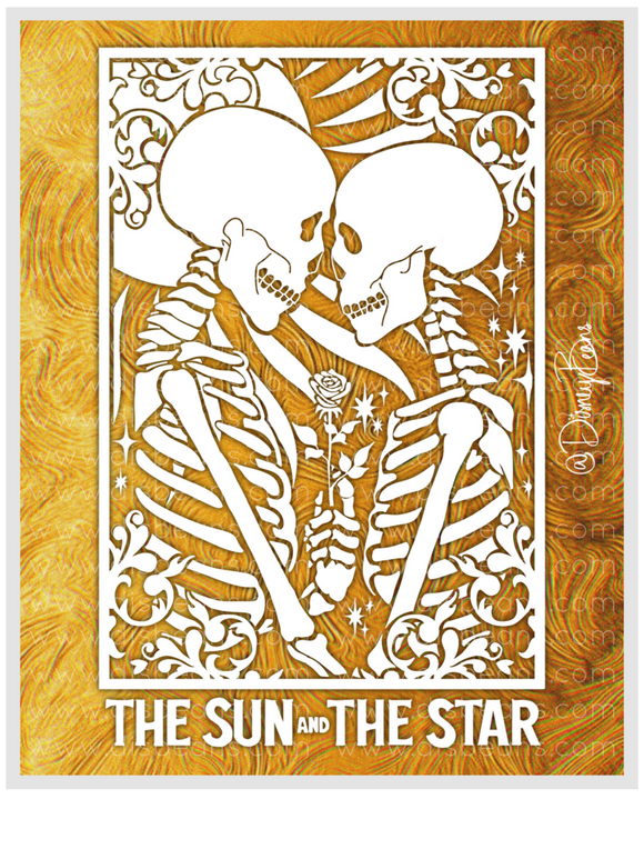 The Sun The Star Gold Pattern Choose Card-Size Print or Small Glossy Sticker Portrait Percy Jackson PJO and the Olympians