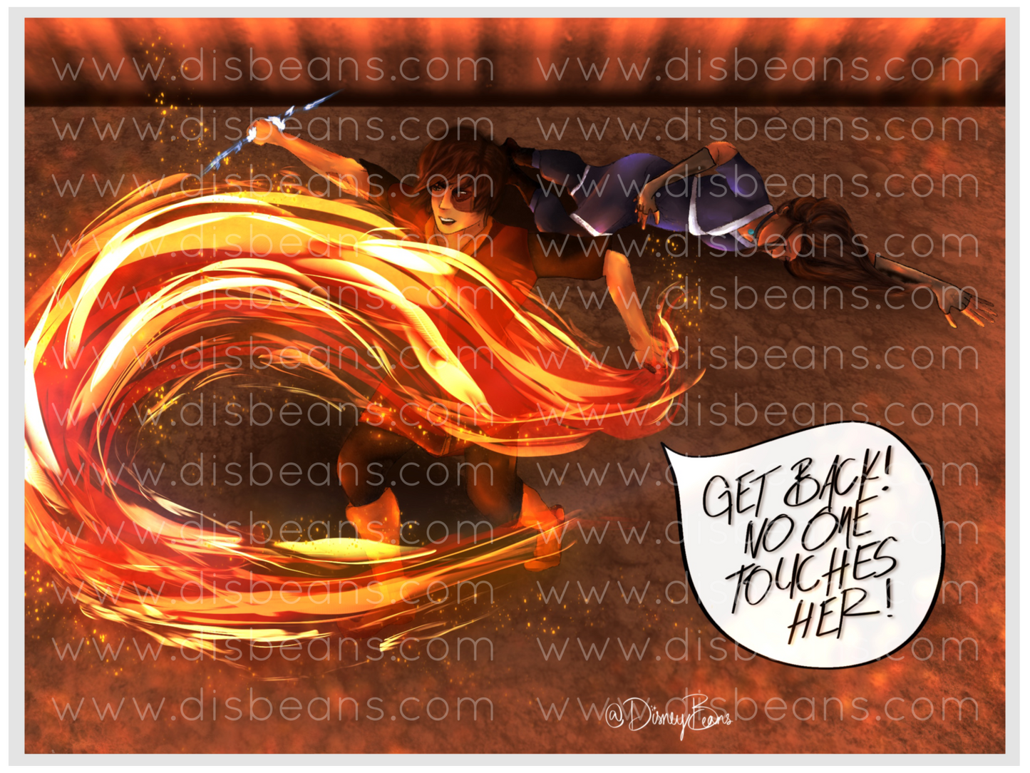 Agni Kai “No One Touches Her” Zutara Choose Card-Size Print or Small Glossy Sticker Landscape Katara Zuko ATLA Avatar the Last Airbender