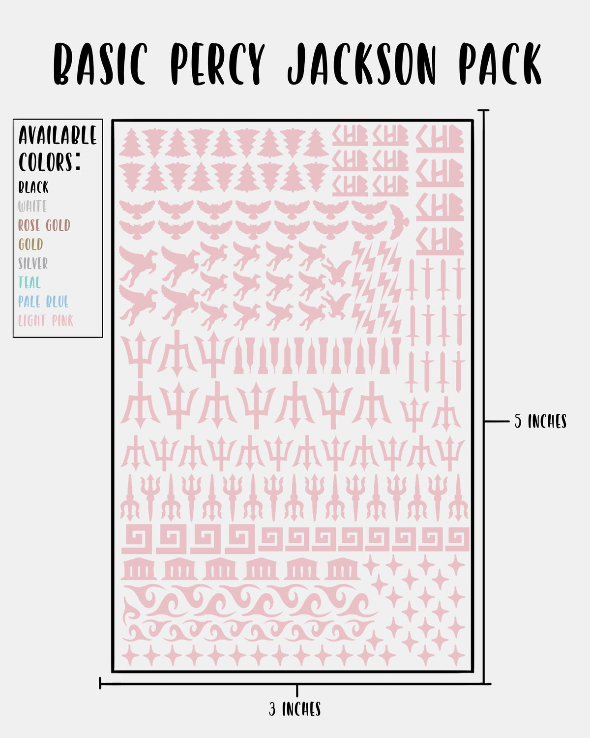 BASIC Percy Jackson Pack - Nail Decal Sticker Sheet Decals Simple PJO and the Olympians SMALL LARGE Single Sheet Handmade