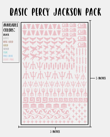 BASIC Percy Jackson Pack - Nail Decal Sticker Sheet Decals Simple PJO and the Olympians SMALL LARGE Single Sheet Handmade