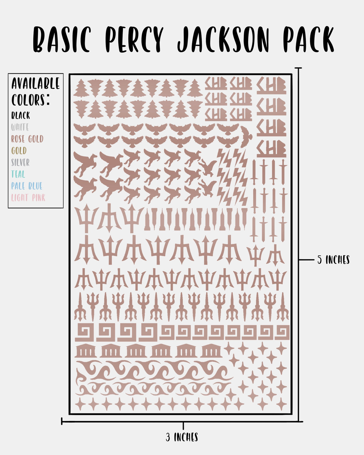 BASIC Percy Jackson Pack - Nail Decal Sticker Sheet Decals Simple PJO and the Olympians SMALL LARGE Single Sheet Handmade