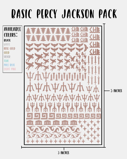 BASIC Percy Jackson Pack - Nail Decal Sticker Sheet Decals Simple PJO and the Olympians SMALL LARGE Single Sheet Handmade