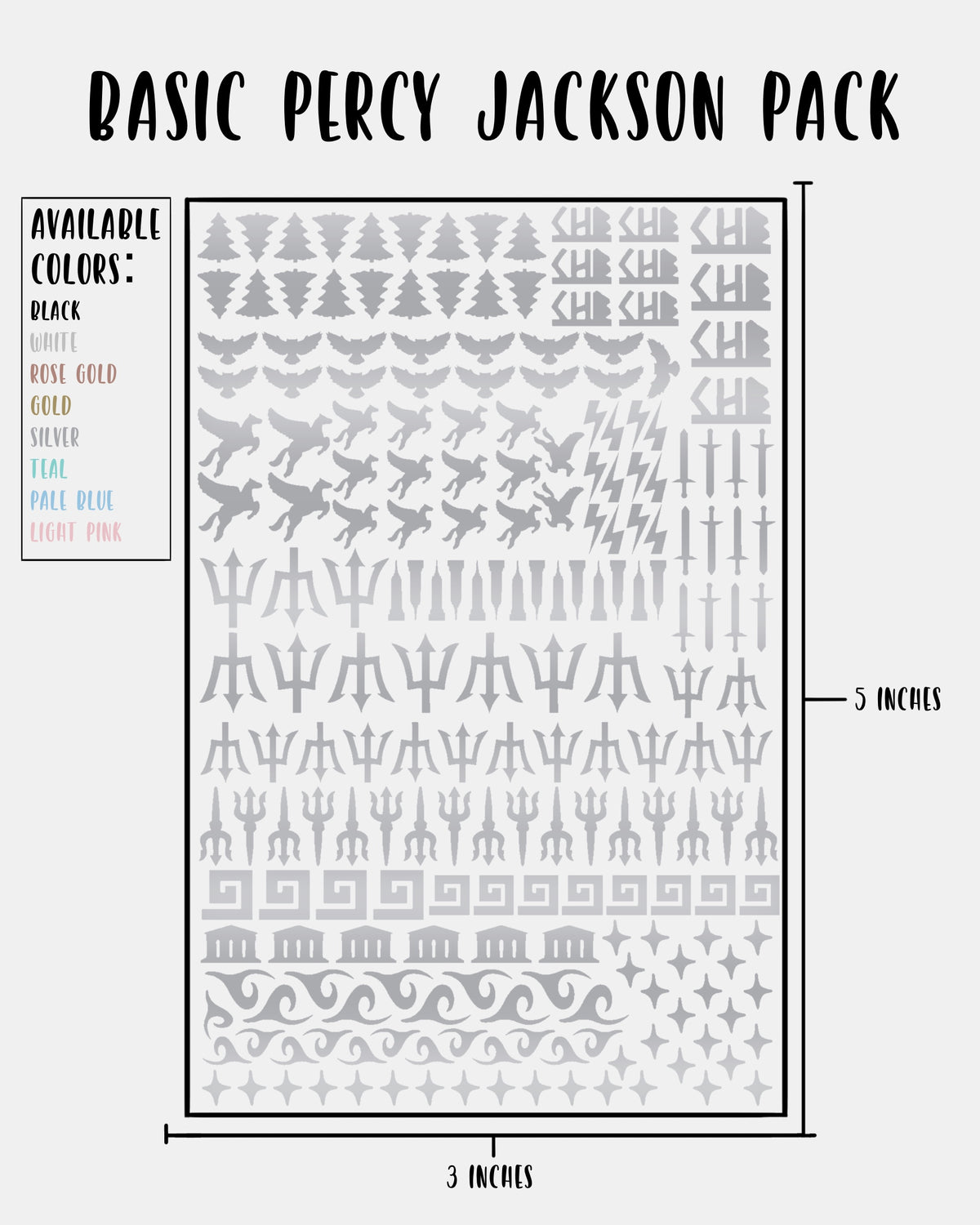 BASIC Percy Jackson Pack - Nail Decal Sticker Sheet Decals Simple PJO and the Olympians SMALL LARGE Single Sheet Handmade