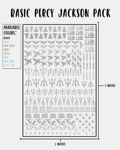BASIC Percy Jackson Pack - Nail Decal Sticker Sheet Decals Simple PJO and the Olympians SMALL LARGE Single Sheet Handmade