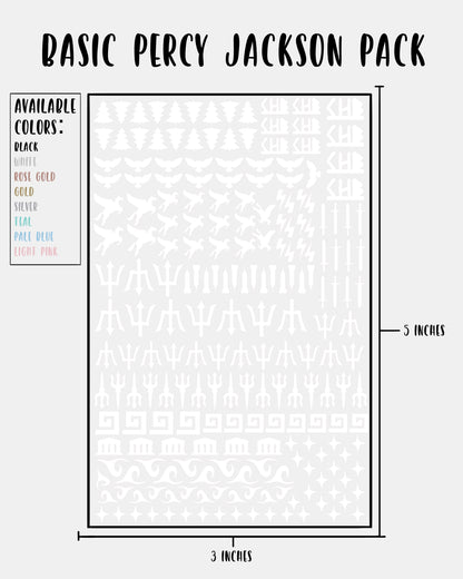 BASIC Percy Jackson Pack - Nail Decal Sticker Sheet Decals Simple PJO and the Olympians SMALL LARGE Single Sheet Handmade