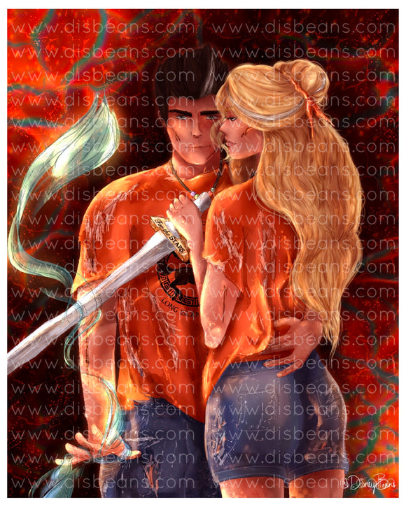 Percabeth Return To Tartarus Choose Card-Size Print or Small Glossy Sticker Portrait Percy Jackson PJO and the Olympians
