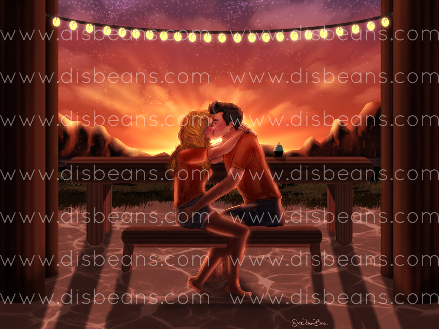 Percabeth TLO Banco Beso Escena (Cita/Sin cita) Impresión - POSTER 11x14 - Romántica Annabeth Chase Percy Jackson y los atletas olímpicos