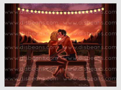 Percabeth TLO Banco Beso Escena (Cita/Sin cita) Impresión - POSTER 11x14 - Romántica Annabeth Chase Percy Jackson y los atletas olímpicos