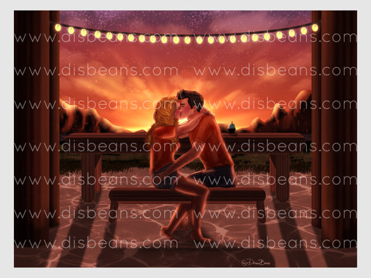 Percabeth TLO Banco Beso Escena (Cita/Sin cita) Impresión - POSTER 11x14 - Romántica Annabeth Chase Percy Jackson y los atletas olímpicos