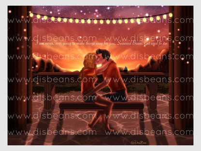 Percabeth TLO Banco Beso Escena (Cita/Sin cita) Impresión - POSTER 11x14 - Romántica Annabeth Chase Percy Jackson y los atletas olímpicos