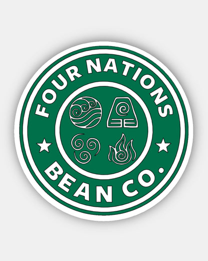 ATLA AVATAR APPA FOUR NATIONS - Bean Co. Small GLOSSY Sticker - Starbies Coffee Company ATLA Avatar the Last Airbender