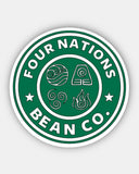 ATLA AVATAR APPA CUATRO NACIONES - Bean Co. Pegatina pequeña BRILLANTE - Starbies Coffee Company ATLA Avatar the Last Airbender