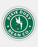 MAGIC CASTLE PIXIE PARKS - Bean Co. Pegatina pequeña BRILLANTE - Starbies Coffee Company Dis Beans Theme